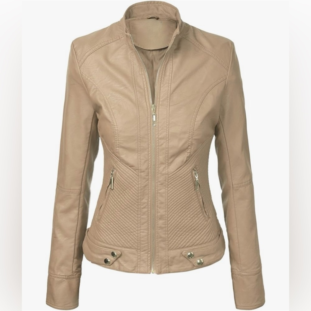 Faux Leather Jackets for Women Motorcycle PU Moto Biker Outwear Coat